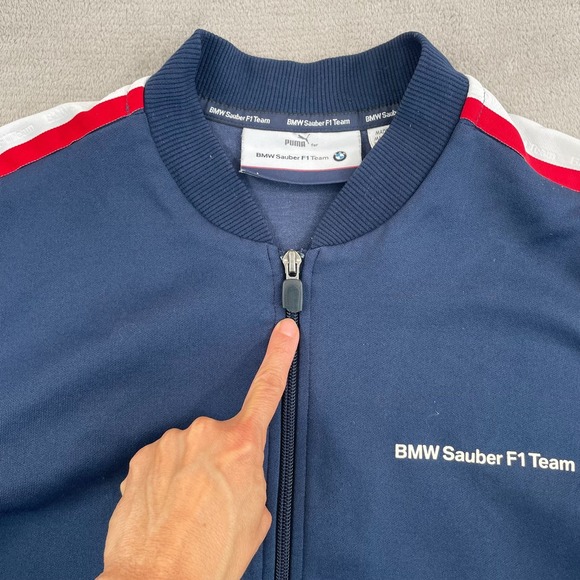 BMW Motorsport Puma Track Jacket Men‎ Large Navy Multi Striped Sauber F1 Team - Picture 4 of 12
